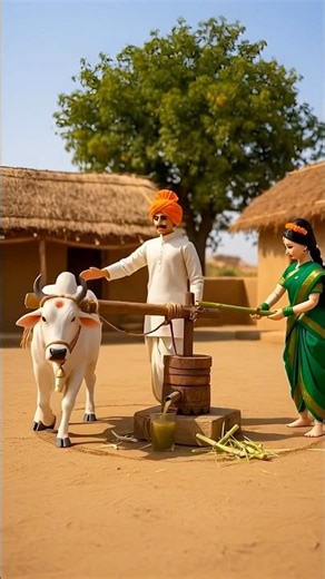 Mini doll Making Sugarcane Juice 🥤| Ganne ka Ras ASMR #miniaturecooking #shorts #villagelife #asmr