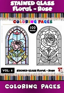Stained Glass Rose Coloring Pages Vol.6 – A Symphony of Color and Calm
