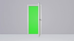 Download White Door Opening Animation Chroma Key Green Screen Background. 4K Resolution for free