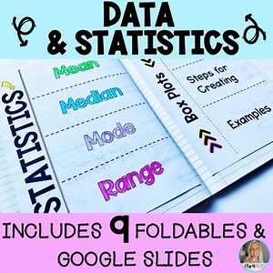Data and Statistics Interactive Notebook Foldables & Google Slides