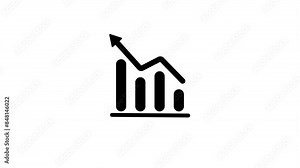 Animated of business graph icon. Flip chart, Chart board, diagram charts, Rising up arrow on chart graph. business graph growth concept animation