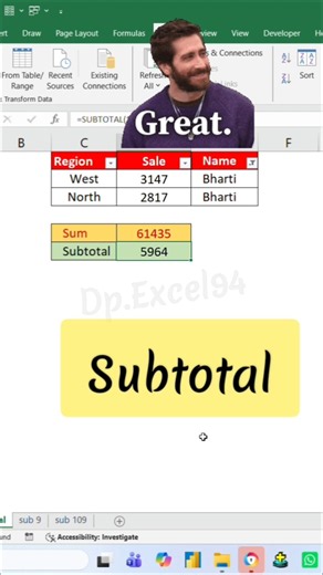 Don't use Sum, Use Subtotal in Excel, #excel #exceltips #exceltricks