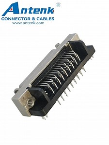 [Hot Item] 1.27 mm (0.050 in.) 68 Pin Receptacles/Socket/Female Right Angle PCB Mount SCSI Connector with Latch Clip