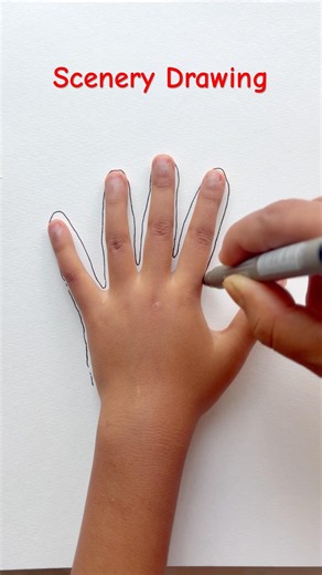 Creative Scenery Drawing With Hand #drawing #creative #ytshorts #kids #shortsvideo #anaya