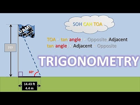 Trigonometry: Find Flag Pole Height Given Shadow Length and Angle From End of Shadow to Top of Pole