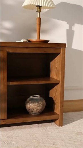 Rustic Solid Wood Sideboard | Farmhouse Storage Cabinet for Warm Neutral Home Decor