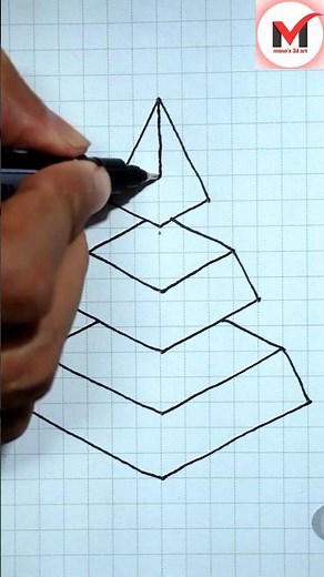 How to Draw The Impossible Triangle with 3d Cubes: Optical Illusion @Monos3DArt #3dart #3ddrawing