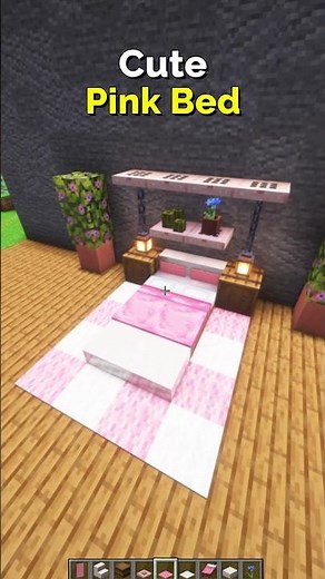 How to Make a Cute Pink Bed in Minecraft – Cozy Bed Design | CupSapling #minecraft #shorts #easy