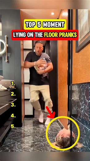 Top 5 Moment Lying On The Floor Pranks #shorts #top5 #topmoments #funny
