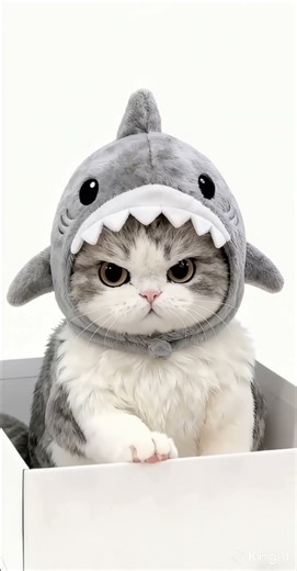 The Fluffiest "Shark" You Will Ever See! 🦈🐱 #cats #babyshark #SharkCat #CuteKitten