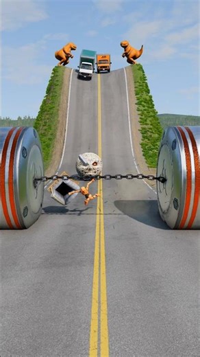 Cars & Cargo Vans vs Chained Hydraulic Crush - BeamNG.drive