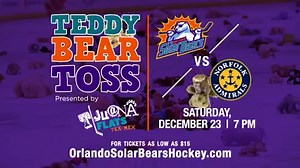 9K views · 121 reactions | On Sat., Dec 23rd the Orlando Solar Bears will be hosting their 6th Annual Teddy Bear Toss. Take advantage discounted tickets and make sure to bring your teddy bears. Teddy bears collected on Dec. 23rd will be donated to United Against Poverty. | Orlando Solar Bears | Facebook
