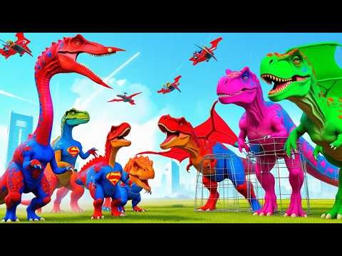 ALL SUPERHERO TEAM DINOSAURS in Jurassic World MOSASAURUS vs INDOMINUS REX Final Battle T-Rex