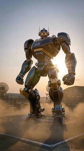 A next generation military helicopter transforms into a robot upon landing