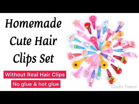 How to make Cute Hair Clips set at Home / Homemade hair clips / Hair Clips Making / DIY hair pins