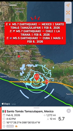🌋🌐 EARTH UNDER STRAIN: UNPRECEDENTED SEISMIC ACTIVITY 25 Significant Earthquakes 7 Events Above Magnitude 5.0 Within One Week 7,491 Total Earthquakes in 30 Days As of February 8, 2026 As ongoing solar storms continues. 🛰️🚨🌍 BREAKING SEISMIC BRIEF A sequence of earthquakes unfolded across the Americas within hours, drawing quiet attention from monitors worldwide. Mexico registered the first jolt, sharp and shallow, followed by a deeper Chilean tremor, then a compact shock near Cuba. Official