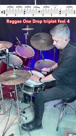 Reggae One Drop triplet feel drum Rhythm Variation 4 #drums #reggae #drumming