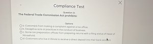 Compliance TestQuestion 24The Federal Trade Commission Act pr... | Filo