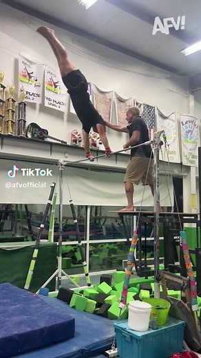 Still stuck the landing 😎 #afv #gymnastics #funnyvideos