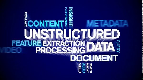 Unstructured Data animated word cloud-text design animation tag kinetic typography seamless loop.