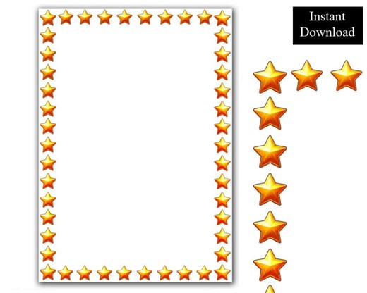 Gold Star Border Frames Printable PNG and PDF Clip Art Bundle Digital Stars Classroom Certificate You Are a Star Downloadable A4 & 8.5x11 - Etsy
