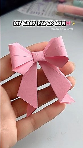 DIY easy paper bow 🎀✨No glue✨ #shorts #art #diy #craft #youtubeshorts