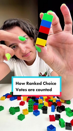 Boss: How should we explain Ranked Choice Voting? Us: Legos. NYC's June 27 primary election is a Ranked Choice election! If City Council is on your ballot, you can rank your top five choices in order of preference instead of choosing just one. 💚Fun fact: We held a mini election in our office with these colors - green won! #HowTo #NYCPrimary #NYCPolitics #NYC