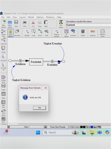 Tutorial Vensim: Model & Unit OK for Dynamic Systems