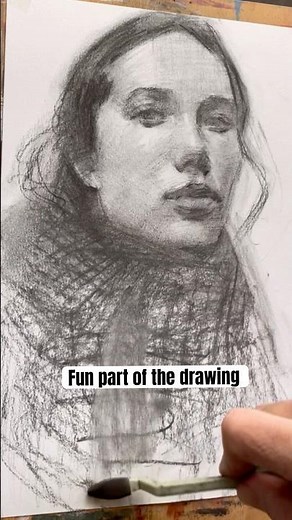 Charcoal drawing: turning blank paper into a face #drawing #tutorial #sketch