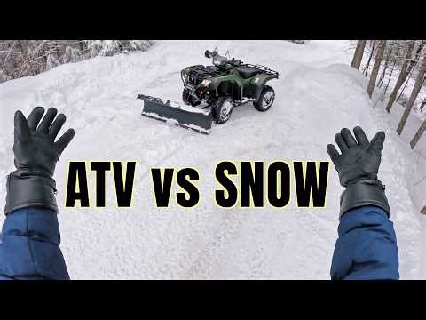 ATV Snow Plowing POV - How I Clear a Long Driveway