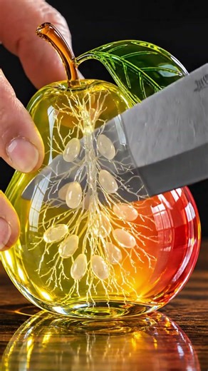 Satisfying Glass Fruit Cutting ASMR 🔪✨ Ultra Realistic Pear Slice