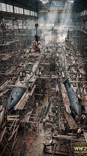 USS Ulua and USS Trumpetfish at Cramp Shipbuilding, July 1945