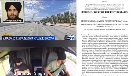 🚨 BREAKING: The US Supreme Court has ruled 9-0 that freight brokers can be held LIABLE if they negligently hire unsafe trucking companies — including those with ILLEGAL ALIEN and FOREIGN drivers who violate CDL rules and cause accidentsLFG! Start cracking down on the companies 🔥The opinion, delivered by Barrett, confirms that federal law does not shield these brokers from state negligence lawsuits.This will likely help force brokers into being MUCH more careful about which carriers they use, b