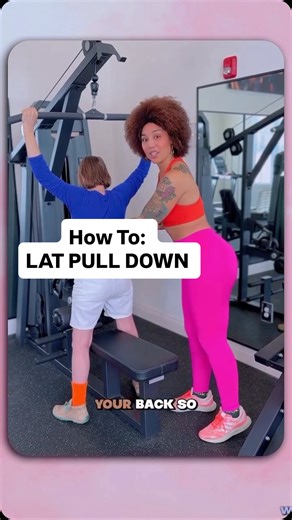 Joy Villa on Instagram: "JOYTRIBE, Meet Trish, one of my amazing clients who’s absolutely killing it with her lat pull-downs today! 💙❤️‍🔥 This exercise is a total game changer, and if you’re not doing it yet, you’re missing out. The lat pull-down targets your latissimus dorsi—those large back muscles that help create that gorgeous V-shape and snatched waist look. It strengthens your upper body, improves posture, reduces back pain, and supports your spine, especially if you’re sitting or standi