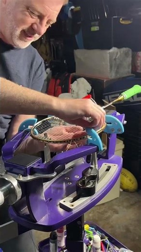 Stringing my own Ashaway racquet with Exbolt 63 strings. These are my new fav strings. 27lb