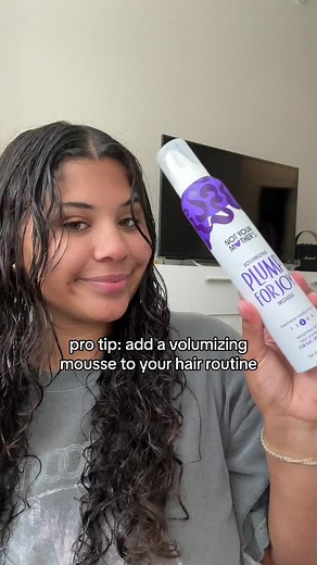 For the BIGGG hair of your dreams💜☁️ our NEW Plump For Joy Mousse exclusively available at @Ulta Beauty #stylingroutine #blowdrytutorial #hairmousse #volumizingmousse