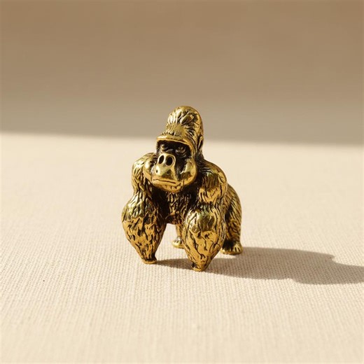 Antique Brass Gorilla Figurine, Handcrafted Miniature Primate Statue, Vintage Animal Desktop Decor for Office, Unique Gift for Animal Lovers - Etsy