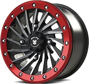 Amazon.com: Bullite Wheels BT-08 Blade 15in UTV ATV SXS Beadlock Rims Gunmetal Gray and Red 15x7, 4x156 Bolt Pattern, 5+2 Offset, Compatible with Polaris RZR 1000 XP/Ranger XP 900/1000 (15") : Automotive