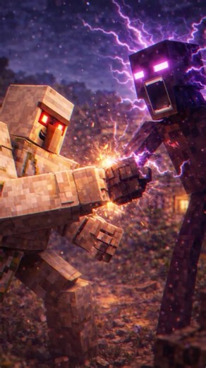 ENDERMAN VS IRON GOLEM 😨😱 #minecraft