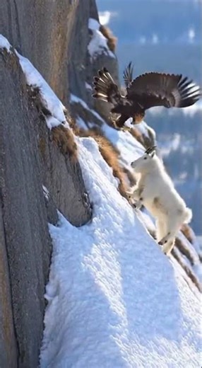 Mountain Goat's Miracle Escape from Eagle! #wildlife #viral #animals