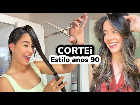 Cortei meu cabelo estilo anos 90✂️ Corte em camadas + Curtain Bangs