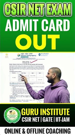 CSIR NET Exam Admit Card Date OUT | CSIR NET Coaching in Chandigarh | Latest Update