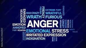 Anger animated tag word cloud;text design animation kinetic typography seamless loop. Stock Video