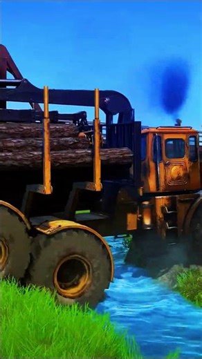 MudRunner GamePlay Large Tractor Carrying Timber