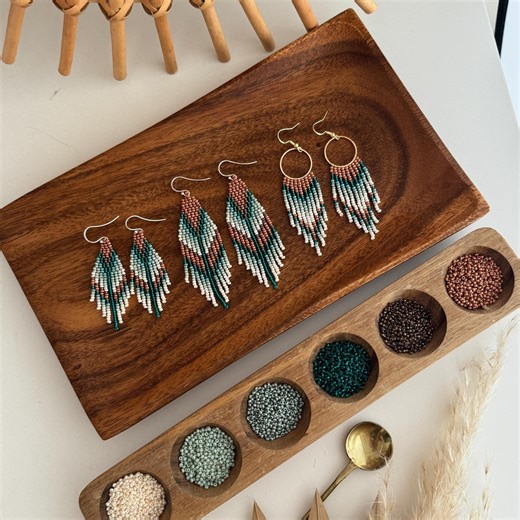 Brick Stitch Pattern for Fringe Beaded Earrings -three Patterns in One Pdf File - Easy Beading, Czech Beads Preciosa, Diy Earrings - Etsy