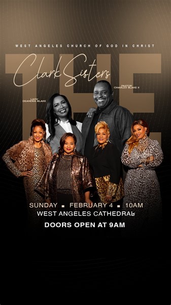 Have you already made plans to be at the West Angeles Cathedral on Sunday? If not, you may want to make room on your calendar to be blessed by the ministry of the renowned Clark Sisters ( @thelegendaryclarksisters )! That’s this Sunday, February 4 @ 10am! Doors open @ 9am! Tag someone in the comments who you want to come with you! #WestAngelesCOGIC | West Angeles COGIC
