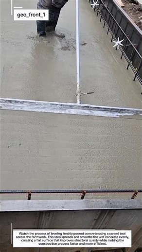 Perfectly Leveling Fresh Concrete Slab with a Professional Screed Tool Satisfying Construction