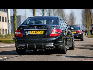 LOUD Mercedes C63 AMG w/ iPE Exhaust - Burnouts, Revs, Accelerations & Drag Races !