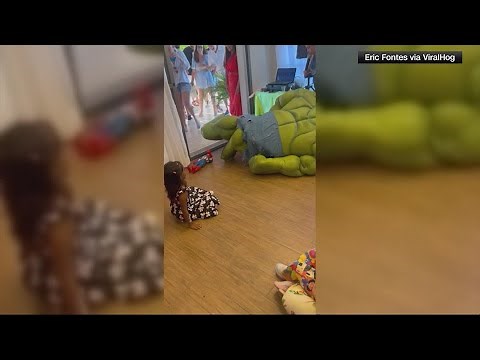 Hulk down! Superhero gets tripped up while making a special appearance at a birthday party