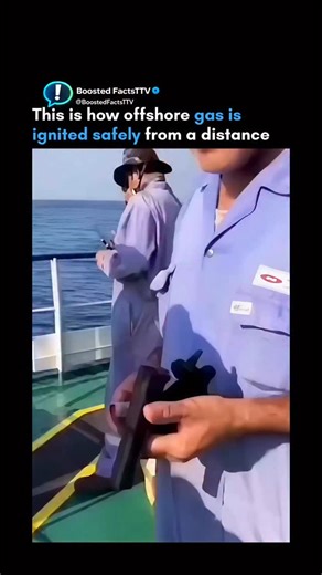 Daily Facts 🌐 on Instagram: "In the world of offshore operations, controlling even a single spark is critical. Properly burning gas is key to preventing disasters and ensuring safety. Excess gas from these operations can’t simply be released into the atmosphere. Allowing pressure to build in the pipelines poses significant risks. A flare gun propels a burning charge toward a flare stack. This ensures the gas ignites at a specific spot, avoiding random ignitions. Careful calculations of timing, 